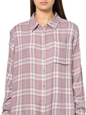 Lucky Brand Women's Cloud Boyfriend Flannel Shirt, Nirvana Plaid